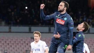 Napoli-Dinamo Mosca 3-1. Strepitoso Higuain: tripletta